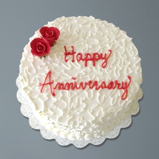 Happy anniversary cake with flower design topping Online Cake Delivery Delivery Jaipur, Rajasthan